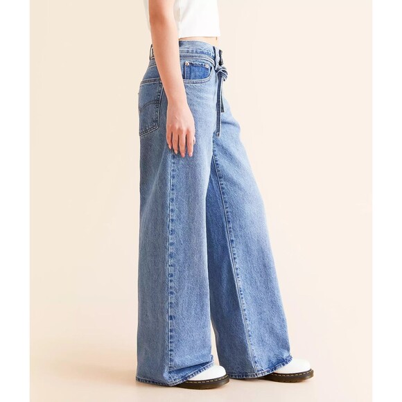 Levis Premium Womens XL Straight Denim Jeans Blue Mid Rise Baggy Loose Wide New - Picture 5 of 16